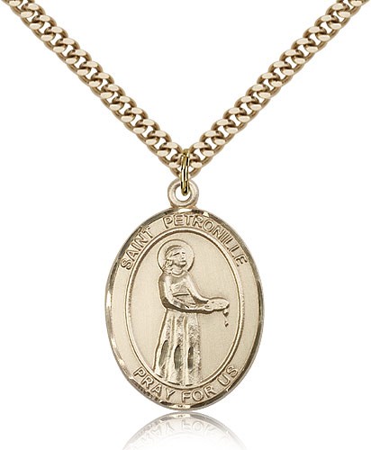 St. Petronille Medal, Gold Filled, Large - 24" 2.4mm Gold Plated Chain + Clasp