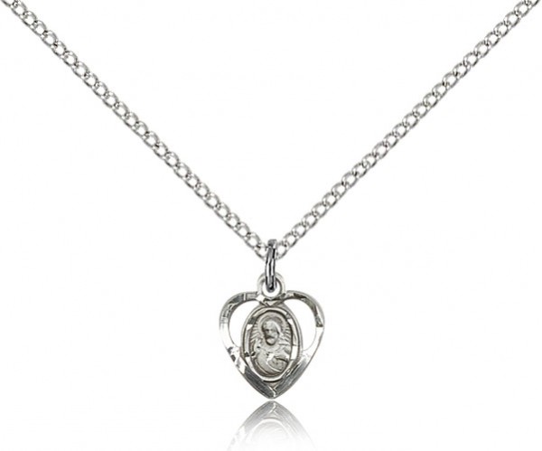 Scapular Medal, Sterling Silver - 18" 1.2mm Sterling Silver Chain + Clasp