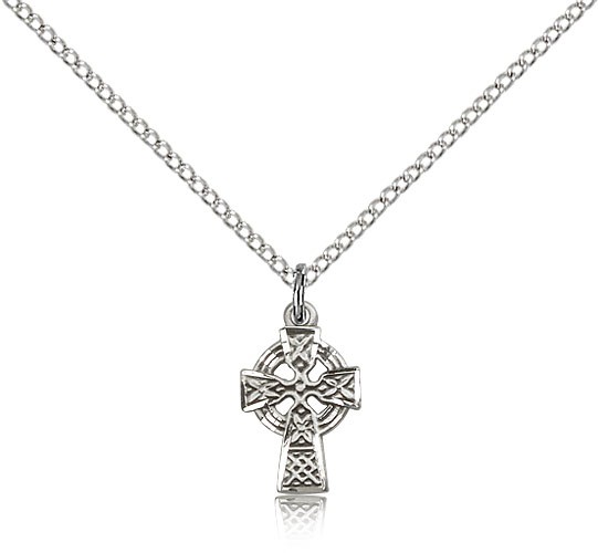 Celtic Cross Pendant, Sterling Silver - 18" 1.2mm Sterling Silver Chain + Clasp
