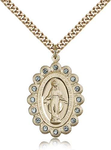 Miraculous Medal, Gold Filled - 24" 2.4mm Gold Plated Endless Chain