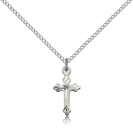 Cross Pendant, Sterling Silver - 18" 1.2mm Sterling Silver Chain + Clasp