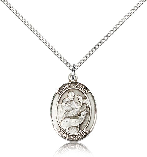 St. Jason Medal, Sterling Silver, Medium - 18" 1.2mm Sterling Silver Chain + Clasp