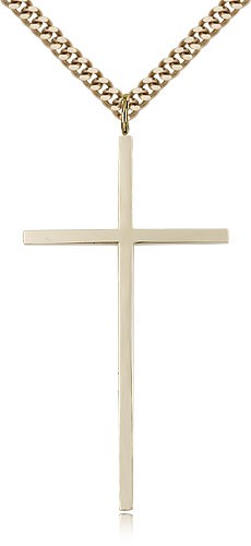 Cross Pendant, Gold Filled - 24" 2.4mm Gold Plated Endless Chain