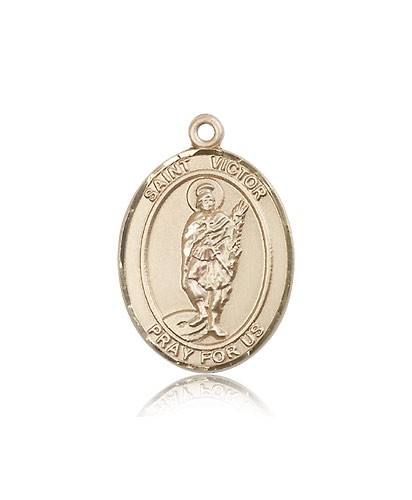 St. Victor of Marseilles Medal, 14 Karat Gold, Large - 14 KT Yellow Gold