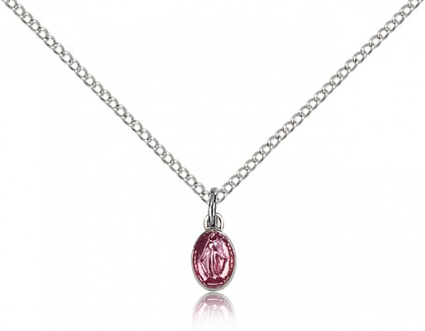 Miraculous Medal, Sterling Silver - 18" 1.2mm Sterling Silver Chain + Clasp
