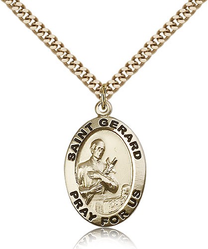 St. Gerard Medal, Gold Filled - 24" 2.4mm Gold Plated Endless Chain