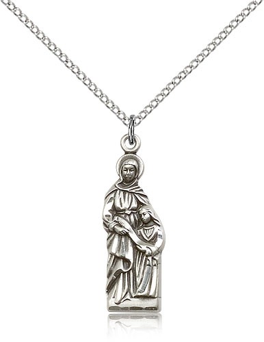 St. Ann Medal, Sterling Silver - 18" 1.2mm Sterling Silver Chain + Clasp