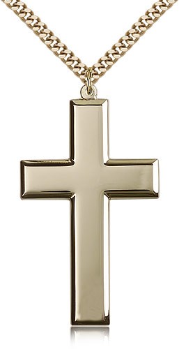 Cross Pendant, Gold Filled - 24" 2.4mm Gold Plated Endless Chain