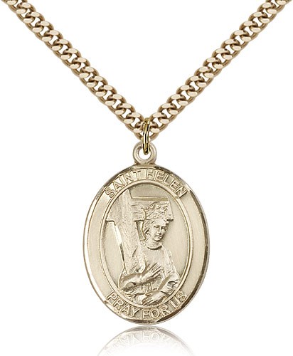 St. Helen Medal, Gold Filled, Large - 24" 2.4mm Gold Plated Chain + Clasp