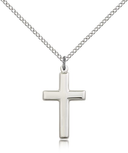 Cross Pendant, Sterling Silver - 18" 1.2mm Sterling Silver Chain + Clasp