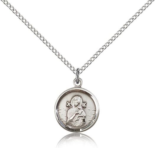 Our Lady of Perpetual Help Medal, Sterling Silver - 18" 1.2mm Sterling Silver Chain + Clasp