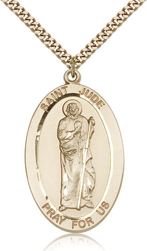 St. Jude Medal, Gold Filled - 24" 2.4mm Gold Plated Endless Chain