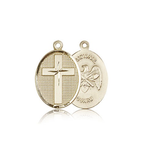 National Guard Cross Pendant, 14 Karat Gold - 14 KT Yellow Gold