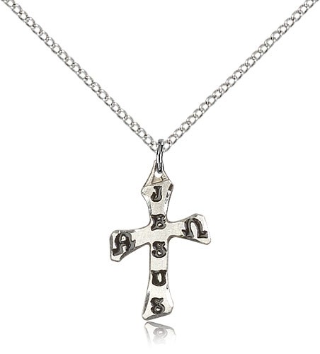 Cross Pendant, Sterling Silver - 18" 1.2mm Sterling Silver Chain + Clasp