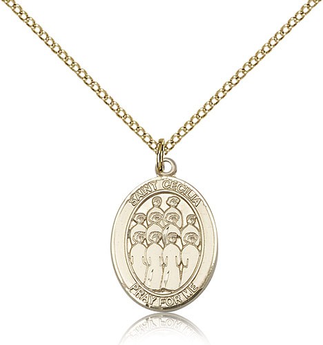 St. Cecilia Choir Medal, Gold Filled, Medium - Gold-tone