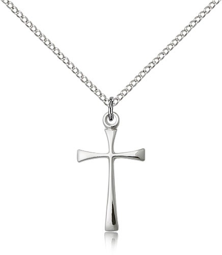 Maltese Cross Pendant, Sterling Silver - 18" 1.2mm Sterling Silver Chain + Clasp