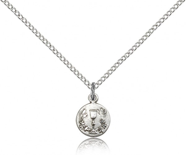 Communion Medal, Sterling Silver - 18" 1.2mm Sterling Silver Chain + Clasp