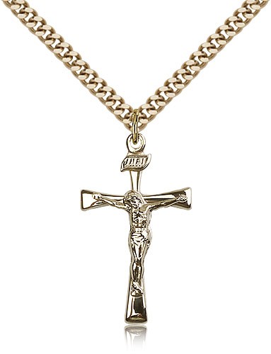 Maltese Crucifix Pendant, Gold Filled - 24" 2.4mm Gold Plated Endless Chain