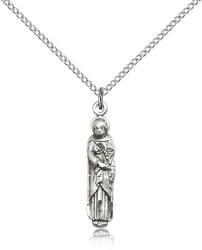 St. Joseph Medal, Sterling Silver - 18" 1.2mm Sterling Silver Chain + Clasp