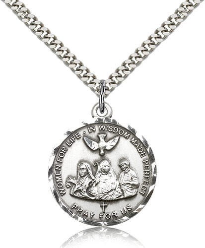 3-Doctors Medal, Sterling Silver - 24" 2.4mm Rhodium Plate Endless Chain