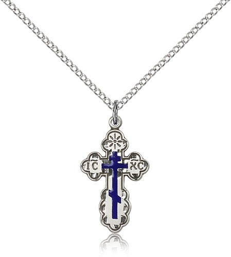 St. Olga Cross Pendant, Sterling Silver - 18" 1.2mm Sterling Silver Chain + Clasp