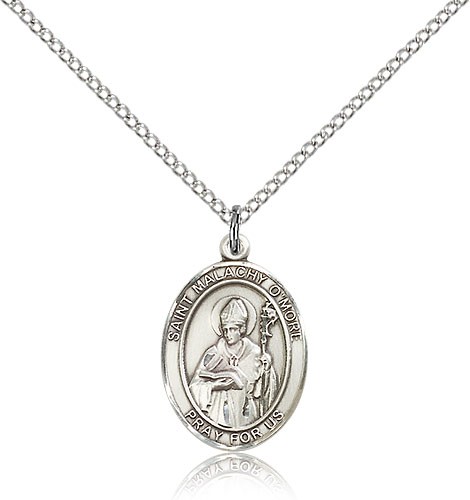 St. Malachy O'more Medal, Sterling Silver, Medium - 18" 1.2mm Sterling Silver Chain + Clasp