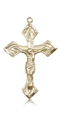 Crucifix Pendant, 14 Karat Gold - 14 KT Yellow Gold