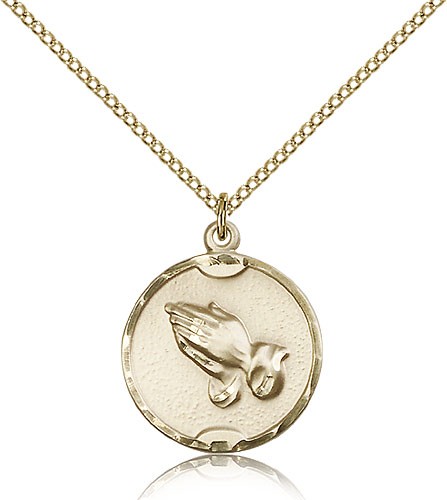 Praying Hands Medal, Gold Filled - Gold-tone