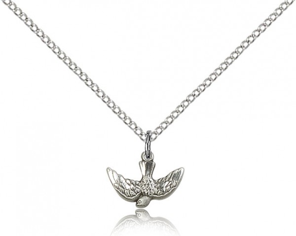 Holy Spirit Medal, Sterling Silver - 18" 1.2mm Sterling Silver Chain + Clasp