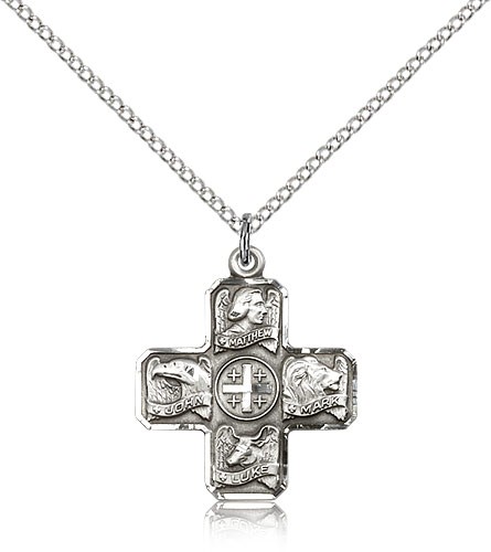 Evangelist Medal, Sterling Silver - 18" 1.2mm Sterling Silver Chain + Clasp