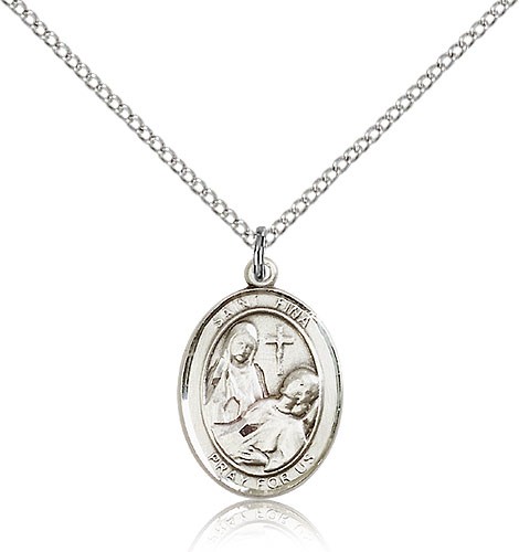 St. Fina Medal, Sterling Silver, Medium - 18" 1.2mm Sterling Silver Chain + Clasp