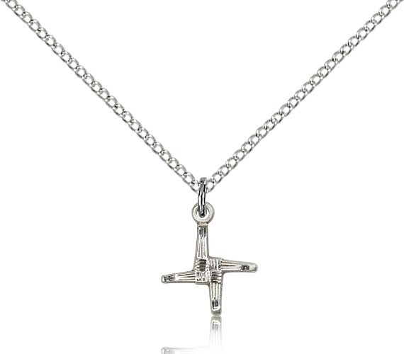 St. Brigid Medal, Sterling Silver - 18" 1.2mm Sterling Silver Chain + Clasp