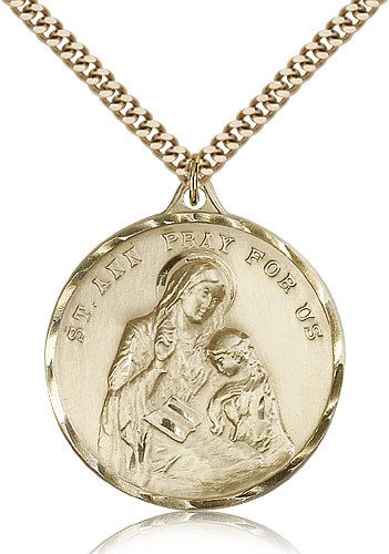 St. Ann Medal, Gold Filled - 24" 2.4mm Gold Plated Endless Chain