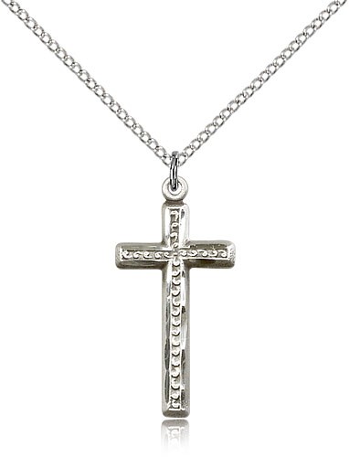 Cross Pendant, Sterling Silver - 18" 1.2mm Sterling Silver Chain + Clasp
