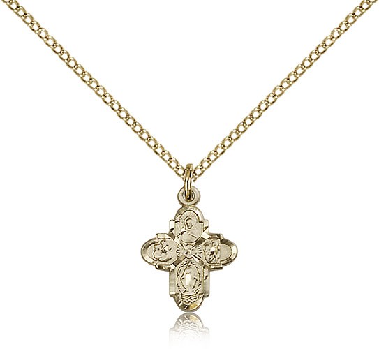 4 Way Cross Pendant, Gold Filled - Gold-tone