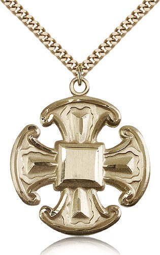 Cross Pendant, Gold Filled - 24" 2.4mm Gold Plated Endless Chain