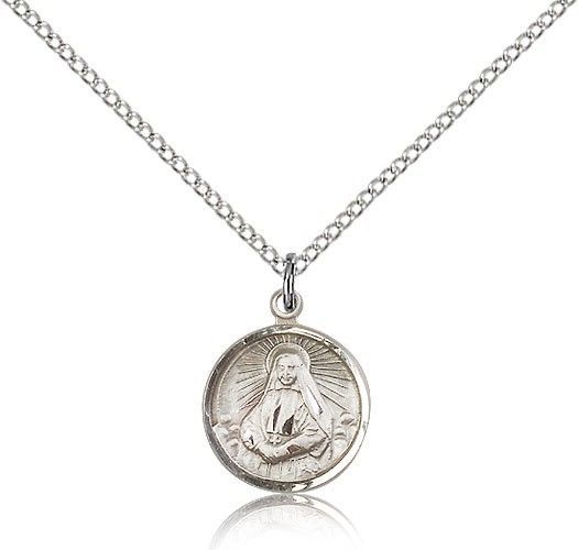 St. Frances Xavier Cabrini Medal, Sterling Silver - 18" 1.2mm Sterling Silver Chain + Clasp