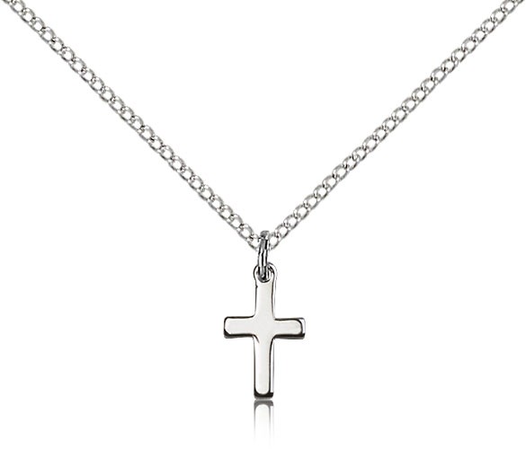 Cross Pendant, Sterling Silver - 18" 1.2mm Sterling Silver Chain + Clasp