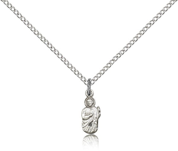 St. Jude Medal, Sterling Silver - 18" 1.2mm Sterling Silver Chain + Clasp