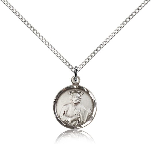 St. Jude Medal, Sterling Silver - 18" 1.2mm Sterling Silver Chain + Clasp