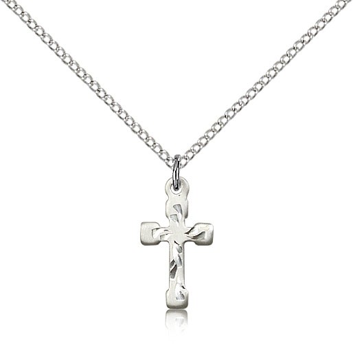 Cross Pendant, Sterling Silver - 18" 1.2mm Sterling Silver Chain + Clasp