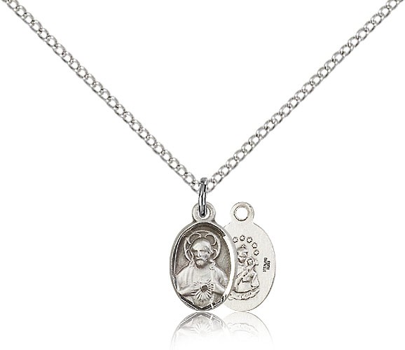 Scapular Medal, Sterling Silver - 18" 1.2mm Sterling Silver Chain + Clasp
