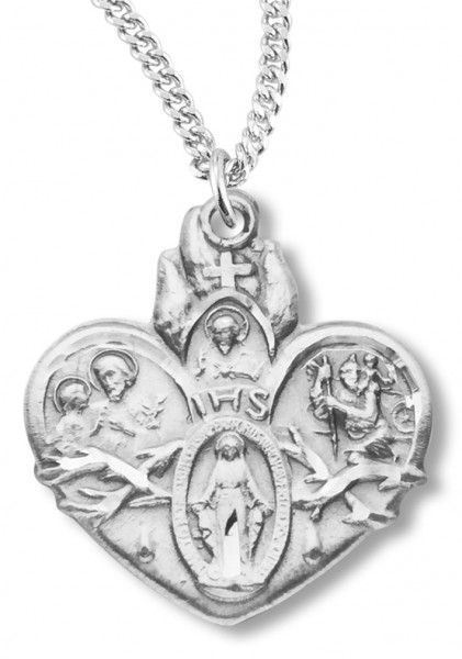 Women's Pentecost Sterling Silver 4 Way Necklace with Chain Options - 18" 2.2mm Stainless Steel Chain + Clasp