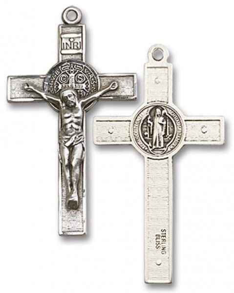 St. Benedict Crucifix Pendant, Sterling Silver - No Chain