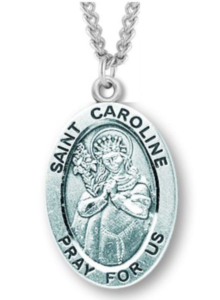 Women's St. Caroline Necklace Oval Sterling Silver with Chain Options - 20" 2.2mm Stainless Steel Chain with Clasp