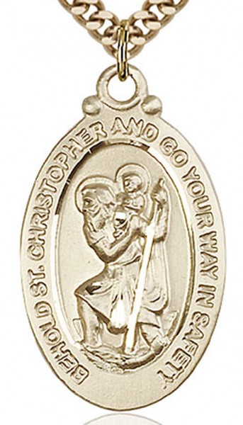 St. Christopher Medal, Gold Filled - 24" 2.4mm Gold Plated Endless Chain