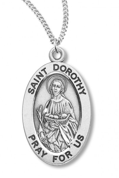 Women's St. Dorothy Necklace Oval Sterling Silver with Chain Options - 20" 1.8mm Sterling Silver Chain + Clasp
