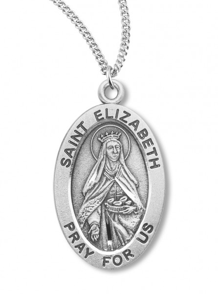 Women's St. Elizabeth Necklace Oval Sterling Silver with Chain Options - 20" 1.8mm Sterling Silver Chain + Clasp