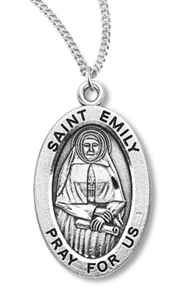 Women's St. Emily Necklace Oval Sterling Silver with Chain Options - 18" 2.2mm Stainless Steel Chain + Clasp
