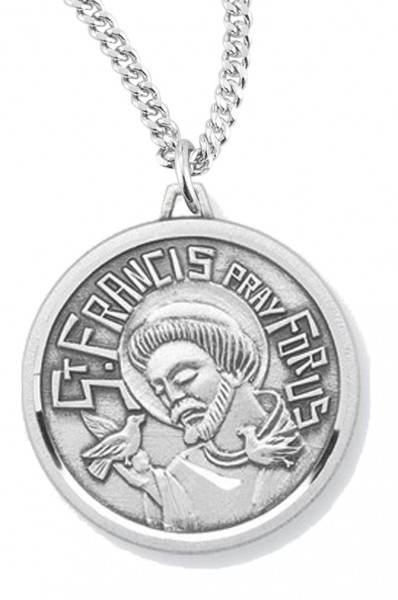 Women's St. Francis Necklace, Sterling Silver with Chain Options - 18" 1.8mm Sterling Silver Chain + Clasp